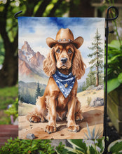 Load image into Gallery viewer, Cocker Spaniel Cowboy Welcome Garden Flag – Western Dog Yard Decor with Mountain Landscape