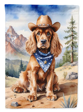 Load image into Gallery viewer, Cocker Spaniel Cowboy Welcome Garden Flag – Western Dog Yard Decor with Mountain Landscape