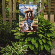 Load image into Gallery viewer, Cocker Spaniel Cowboy Welcome Garden Flag – Western Dog Yard Decor with Mountain Landscape