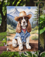 Load image into Gallery viewer, Cocker Spaniel Cowboy Welcome Garden Flag – Western Dog Yard Decor with Mountain Landscape