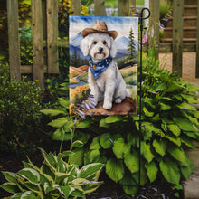 Load image into Gallery viewer, Coton de Tulear Cowboy Welcome Garden Flag – Western Dog Yard Decor with Mountain Landscape