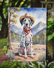 Load image into Gallery viewer, Dalmatian Cowboy Welcome Garden Flag – Western Dog Yard Decor with Mountain Landscape