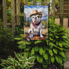 Load image into Gallery viewer, English Bulldog Cowboy Welcome Garden Flag – Western Dog Yard Decor with Mountain Landscape