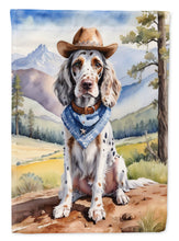 Load image into Gallery viewer, English Setter Cowboy Welcome Garden Flag – Western Dog Yard Decor with Mountain Landscape