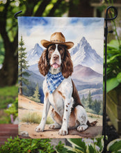 Load image into Gallery viewer, English Springer Spaniel Cowboy Welcome Garden Flag – Western Dog Yard Decor with Mountain Landscape