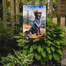 Load image into Gallery viewer, Flat-Coated Retriever Cowboy Welcome Garden Flag – Western Dog Yard Decor with Mountain Landscape