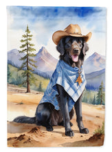 Load image into Gallery viewer, Flat-Coated Retriever Cowboy Welcome Garden Flag – Western Dog Yard Decor with Mountain Landscape