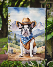 Load image into Gallery viewer, French Bulldog Cowboy Welcome Garden Flag – Western Dog Yard Decor with Mountain Landscape