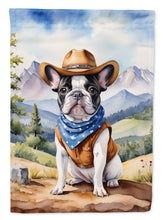 Load image into Gallery viewer, French Bulldog Cowboy Welcome Garden Flag – Western Dog Yard Decor with Mountain Landscape