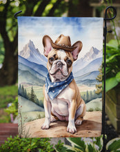 Load image into Gallery viewer, French Bulldog Cowboy Welcome Garden Flag – Western Dog Yard Decor with Mountain Landscape