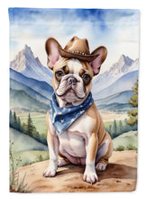 Load image into Gallery viewer, French Bulldog Cowboy Welcome Garden Flag – Western Dog Yard Decor with Mountain Landscape