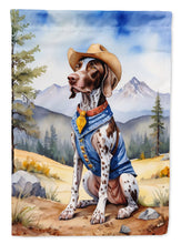 Load image into Gallery viewer, German Shorthaired Pointer Cowboy Welcome Garden Flag – Western Dog Yard Decor with Mountain Landscape