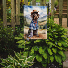 Load image into Gallery viewer, German Wirehaired Pointer Cowboy Welcome Garden Flag – Western Dog Yard Decor with Mountain Landscape