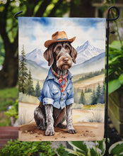 Load image into Gallery viewer, German Wirehaired Pointer Cowboy Welcome Garden Flag – Western Dog Yard Decor with Mountain Landscape