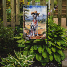 Load image into Gallery viewer, Great Dane Cowboy Welcome Garden Flag – Western Dog Yard Decor with Mountain Landscape