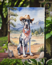 Load image into Gallery viewer, Great Dane Cowboy Welcome Garden Flag – Western Dog Yard Decor with Mountain Landscape
