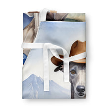 Load image into Gallery viewer, Greyhound Cowboy Welcome Apron – Artist-Designed Kitchen, BBQ &amp; Craft Apron