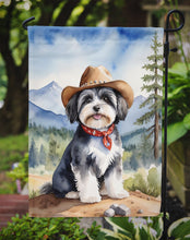 Load image into Gallery viewer, Havanese Cowboy Welcome Garden Flag – Western Dog Yard Decor with Mountain Landscape