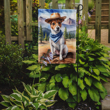 Load image into Gallery viewer, Jack Russell Terrier Cowboy Welcome Garden Flag – Western Dog Yard Decor with Mountain Landscape