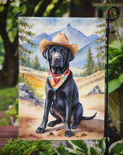 Load image into Gallery viewer, Labrador Retriever Cowboy Welcome Garden Flag – Western Dog Yard Decor with Mountain Landscape