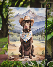 Load image into Gallery viewer, Labrador Retriever Cowboy Welcome Garden Flag – Western Dog Yard Decor with Mountain Landscape