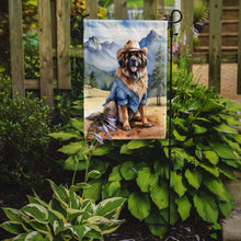 Load image into Gallery viewer, Leonberger Cowboy Welcome Garden Flag – Western Dog Yard Decor with Mountain Landscape