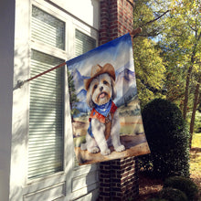 Load image into Gallery viewer, Lhasa Apso Cowboy Welcome House Flag