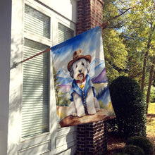 Load image into Gallery viewer, Old English Sheepdog Cowboy Welcome House Flag