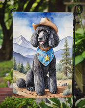 Load image into Gallery viewer, Black Poodle Cowboy Welcome Garden Flag – Western Dog Yard Decor with Mountain Landscape