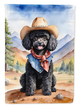 Load image into Gallery viewer, Black Poodle Cowboy Welcome House Flag