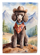 Load image into Gallery viewer, Poodle Cowboy Welcome Garden Flag – Western Dog Yard Decor with Mountain Landscape