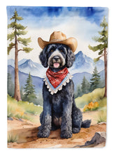 Load image into Gallery viewer, Portuguese Water Dog Cowboy Welcome House Flag