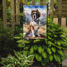 Load image into Gallery viewer, Saint Bernard Cowboy Welcome Garden Flag – Western Dog Yard Decor with Mountain Landscape