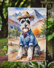 Load image into Gallery viewer, Schnauzer Cowboy Welcome Garden Flag – Western Dog Yard Decor with Mountain Landscape