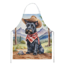 Load image into Gallery viewer, Scottish Terrier Cowboy Welcome Apron – Artist-Designed Kitchen, BBQ &amp; Craft Apron