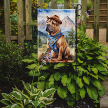 Load image into Gallery viewer, Shar Pei Cowboy Welcome Garden Flag – Western Dog Yard Decor with Mountain Landscape