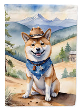 Load image into Gallery viewer, Shiba Inu Cowboy Welcome Garden Flag – Western Dog Yard Decor with Mountain Landscape