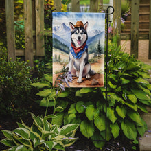 Load image into Gallery viewer, Siberian Husky Cowboy Welcome Garden Flag – Western Dog Yard Decor with Mountain Landscape