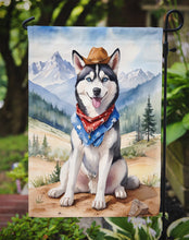 Load image into Gallery viewer, Siberian Husky Cowboy Welcome Garden Flag – Western Dog Yard Decor with Mountain Landscape