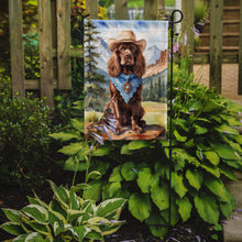 Load image into Gallery viewer, Sussex Spaniel Cowboy Welcome Garden Flag – Western Dog Yard Decor with Mountain Landscape