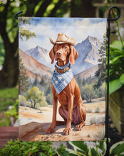 Load image into Gallery viewer, Vizsla Cowboy Welcome Garden Flag – Western Dog Yard Decor with Mountain Landscape