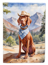 Load image into Gallery viewer, Vizsla Cowboy Welcome Garden Flag – Western Dog Yard Decor with Mountain Landscape