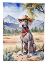 Load image into Gallery viewer, Weimaraner Cowboy Welcome Garden Flag – Western Dog Yard Decor with Mountain Landscape