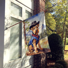 Load image into Gallery viewer, Welsh Terrier Cowboy Welcome House Flag