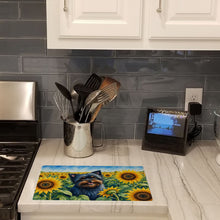 Load image into Gallery viewer, Affenpinscher in Sunflowers Cutting Board Tempered Glass Kitchen Cutting Surface, Heat Resistant Chopping Board with Non-Slip Feet, Decorative Food Prep &amp; Serving