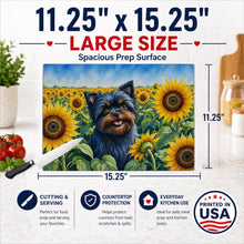 Load image into Gallery viewer, Affenpinscher in Sunflowers Cutting Board Tempered Glass Kitchen Cutting Surface, Heat Resistant Chopping Board with Non-Slip Feet, Decorative Food Prep &amp; Serving