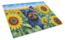 Load image into Gallery viewer, Affenpinscher in Sunflowers Cutting Board Tempered Glass Kitchen Cutting Surface, Heat Resistant Chopping Board with Non-Slip Feet, Decorative Food Prep &amp; Serving