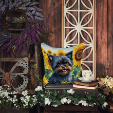 Load image into Gallery viewer, Affenpinscher in Sunflowers Throw Pillow - 14x14 Decorative Pillow – Art for Your Home &amp; Patio