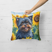 Load image into Gallery viewer, Affenpinscher in Sunflowers Throw Pillow