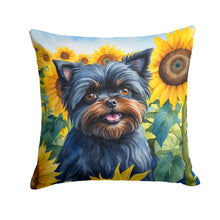 Load image into Gallery viewer, Affenpinscher in Sunflowers Throw Pillow